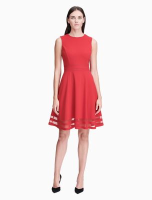 calvin klein red cocktail dress