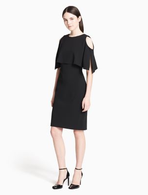 calvin klein black cold shoulder dress