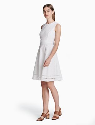 calvin klein eyelet fit and flare dress