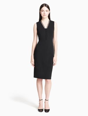 calvin klein women's scuba crepe sleeveless princess seam sheath dress