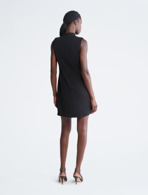 Mock Neck Mini Sheath Dress, Black Beauty