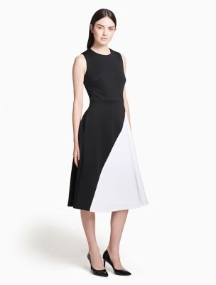 calvin klein black fit and flare dress