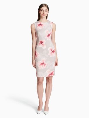 calvin klein floral sleeveless gown