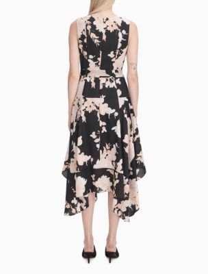 calvin klein belted handkerchief dress