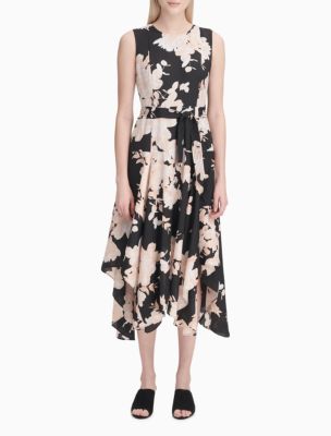 calvin klein belted handkerchief dress