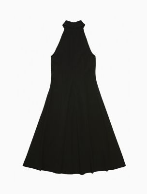 halter neck flare dress