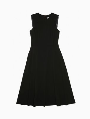 scallop trim fit & flare dress