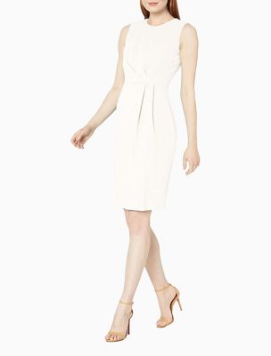 open front top and tie back sleeveless sheath dress