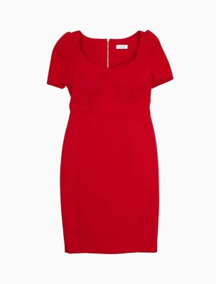 calvin klein puff sleeve sheath dress