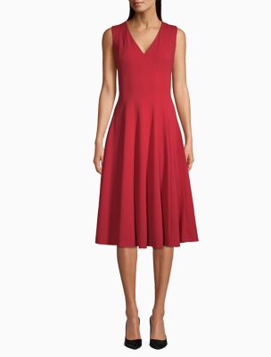 calvin klein scuba midi fit & flare dress