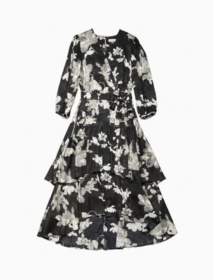 calvin klein black and white floral dress