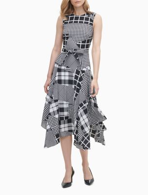 calvin klein belted handkerchief dress