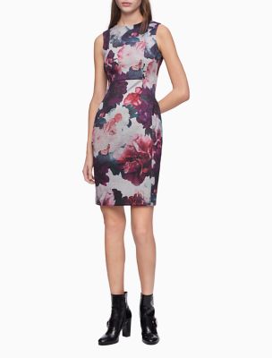 calvin klein single flower sheath dress