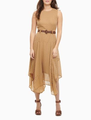 calvin klein belted handkerchief dress