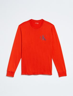 Bold Monogram Logo Crewneck Long Sleeve Tee, Desert Orange