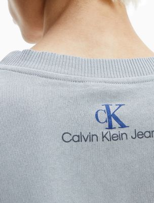 Calvin Klein Jeans Big & Tall monogram badge sweatshirt in light blue