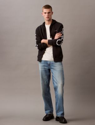 Fleece Vertical Logo Classic Zip Hoodie | Calvin Klein