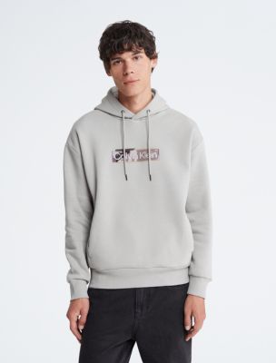 Layered Gel Logo Hoodie, Ghost Gray