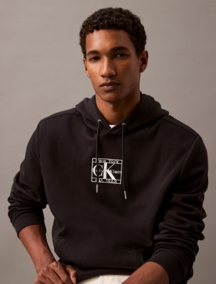 Calvin Klein solid hot monogram Logo patch Hooded sweater