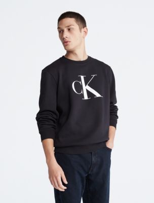 Calvin Klein Monogram Hooded Fleece Sweatshirt, Blue (XL)