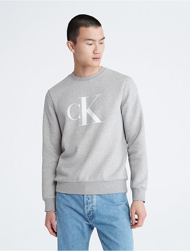 Calvin Klein Men's Monogram Logo Crewneck Long Sleeve Tee - Macy's