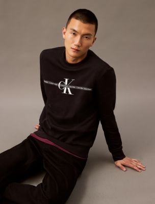 Calvin klein tape fleece crew sweatshirt sale