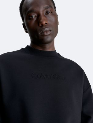 Calvin Klein embossed logo comfort hoodie in dark grey