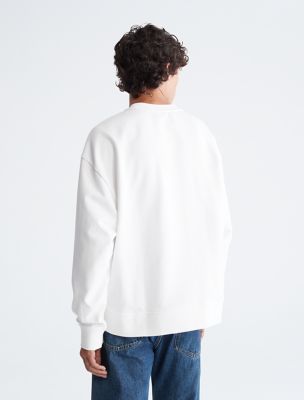 Relaxed Fit Standard Logo Crewneck Sweatshirt, Brilliant White