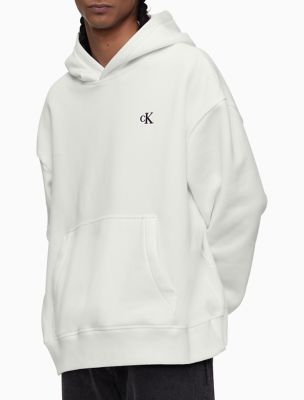 Relaxed Fit Archive Logo Fleece Hoodie, Bone White