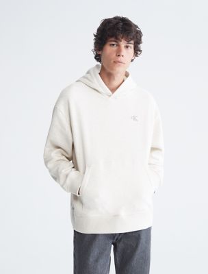 Relaxed Fit Archive Logo Fleece Hoodie, Beige Heather