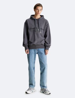 CALVIN KLEIN Embossed Logo Comfort Hoodie in Green