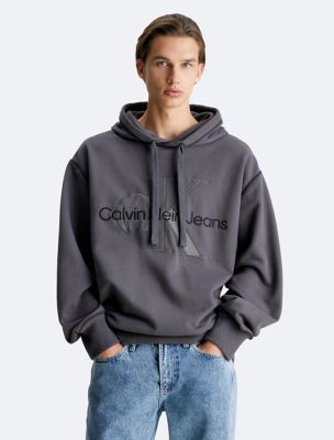 Calvin Klein Jeans Men's Two Tone Monogram Sweatshirt, Black, XXL