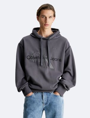 Embossed Monogram Logo Fleece Hoodie