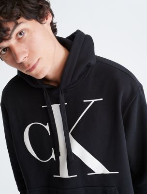  Calvin Klein Men's Monogram Logo Fleece Hoodie, Black