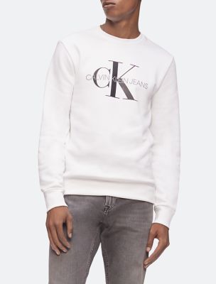 Calvin Klein Embossed Monogram Tipped Sweatshirt, Brown (S)