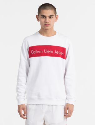 calvin klein sweatshirt with logo stripe