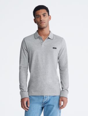 Stretch Pique Long Sleeve Polo Shirt | Calvin Klein