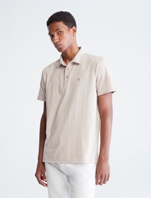 Smooth Cotton Striped Monogram Logo Polo Shirt | Calvin Klein