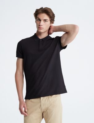 Refined Pique Slim Polo Shirt, Black