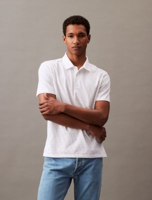 Smooth Cotton Allover Monogram Logo Polo Shirt, Brilliant White #1