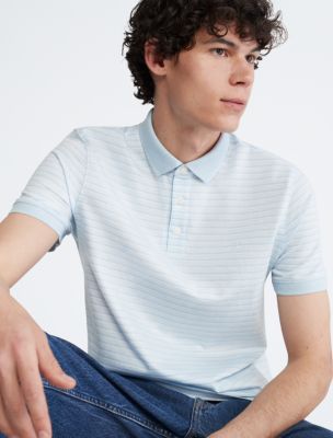 Calvin Klein Men's Liquid Touch Striped Polo with Uv Protection