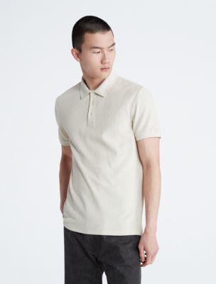 Smooth Cotton Drop Needle Polo Shirt, Bone White