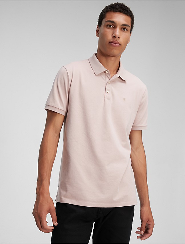 Calvin Klein Men's Lifestyle Liquid Touch Short Sleeve Polo Shirt  (Atmosphere, Medium)