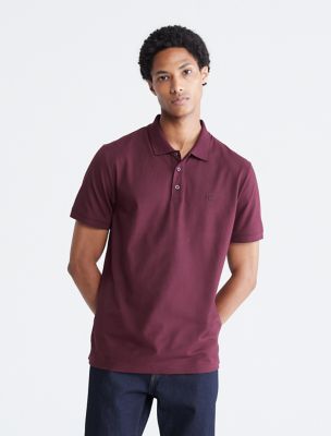Smooth Cotton Polo Shirt, Plum