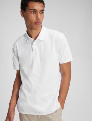 Calvin Klein Casual Fit Long Sleeve Polo White