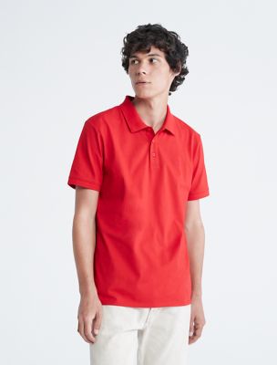 Smooth Cotton Polo Shirt, Red