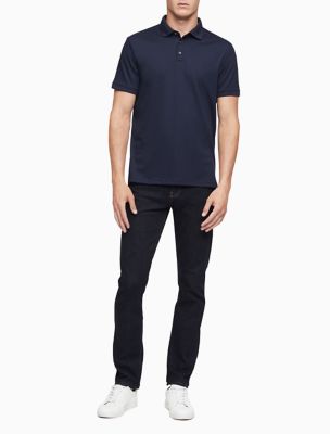 calvin klein men's black polo shirt