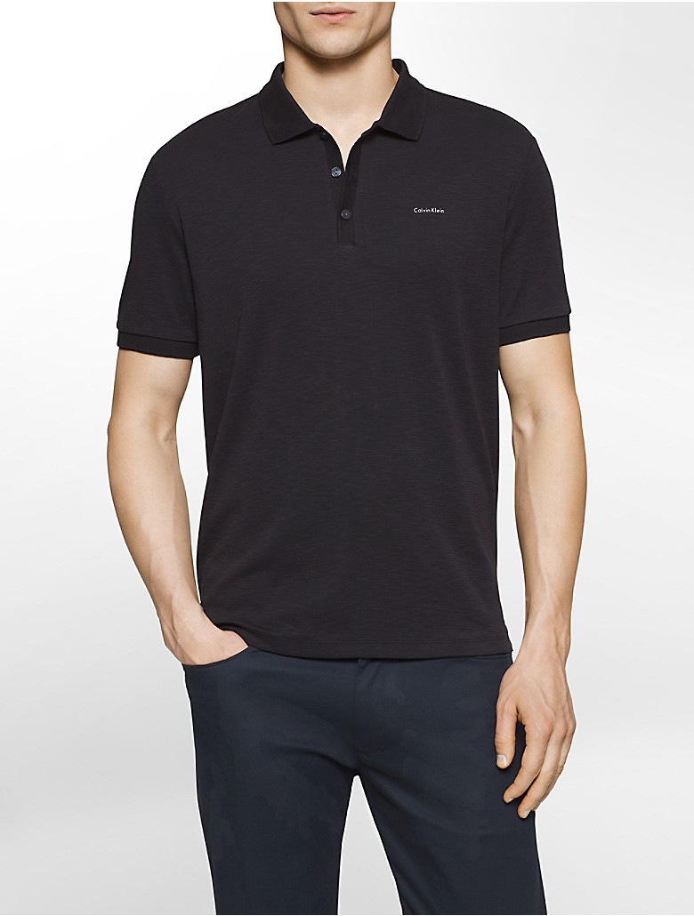 calvin klein mens classic fit heathered mini-stripe polo shirt | eBay