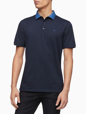 Image of Liquid Touch Stripe Collar Polo Shirt