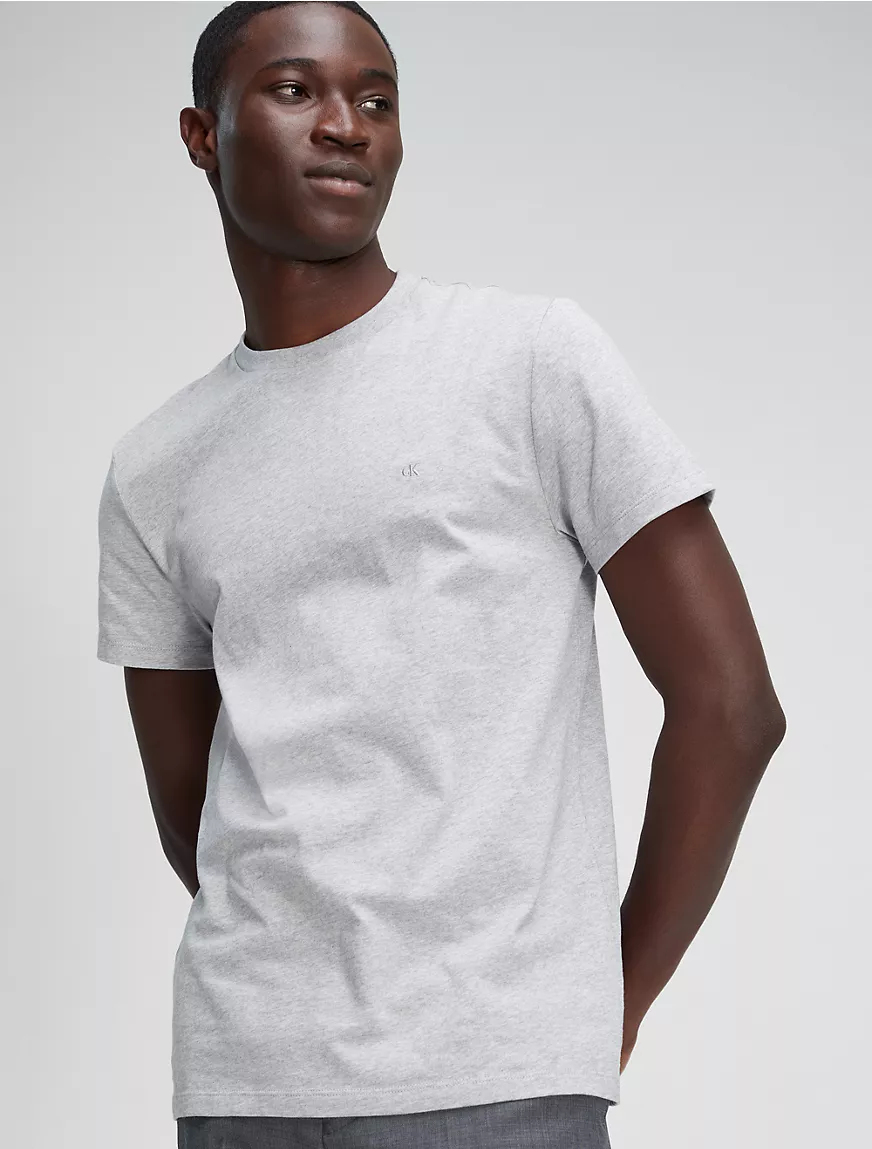 Calvin Klein Mens Slim Smooth Cotton T-Shirt - Grey - L Product Image